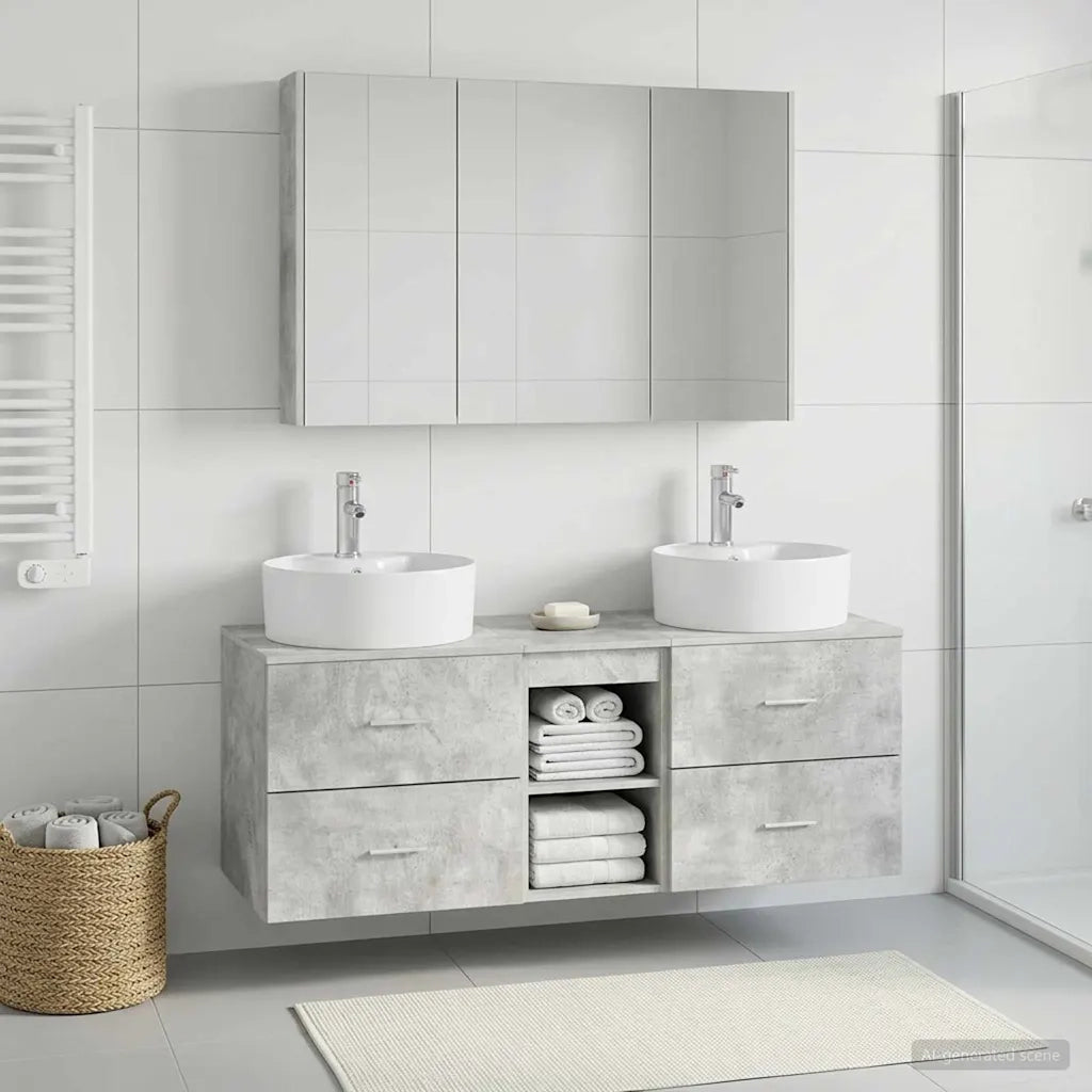 Set di mobili per il bagno 4 pcs Grigio Cemento 3406906