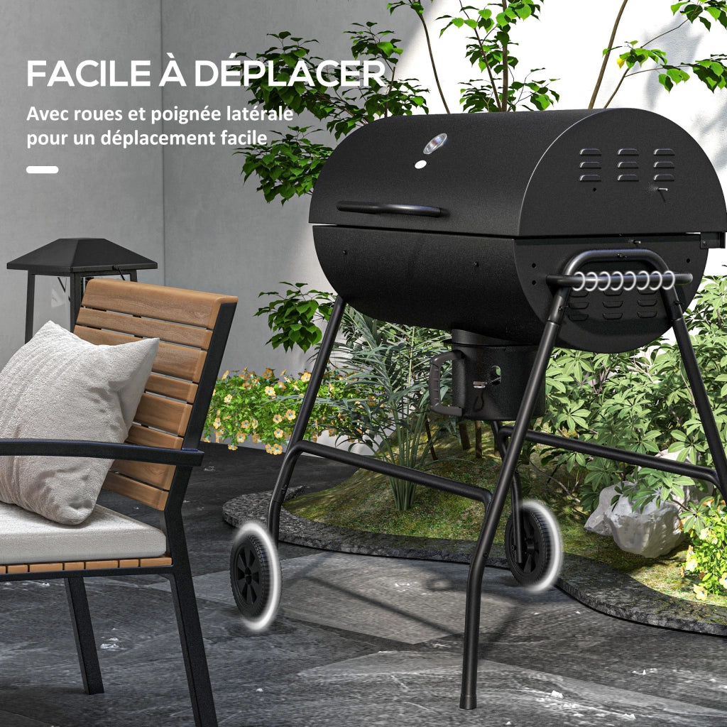 Barbecue a Carbone con Coperchio Griglia e Termometro ¨C zephmum ¨C Nero 95x71.5x102 cm
