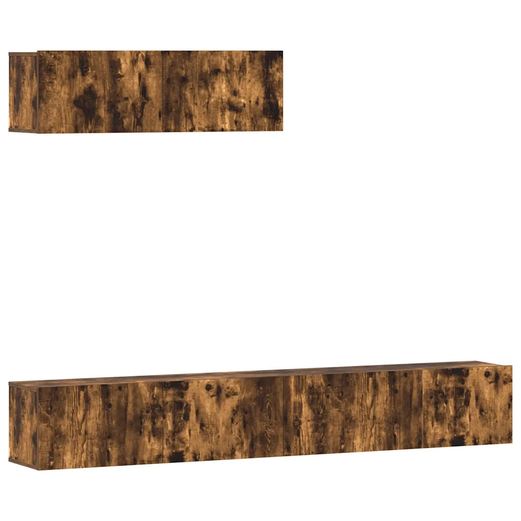 Set Mobili Porta TV 3 pz Rovere Fumo in Legno Multistrato 3114483