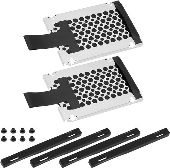Set di Supporti per Disco Rigido SSD per Laptop - 7mm - SATA - Con Guida in Gomma - Compatibile con ThinkPad - Nero - Set da 2