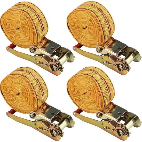 Cinture di sostegno - Raccordi di raccordo - Durissime e resistenti - Arancione - Cinture di tiraggio - Ideali per il legamento di carichi - 4 pezzi