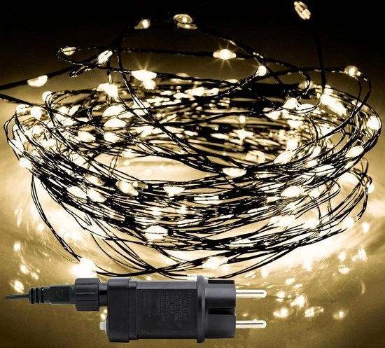Decorazione di Natale all'aperto Perenni Micro LED Decorazione di Natale 8 Giochi Luce Perenni 240V Filo Verde Lampada Esterna Decorazione di Natale Festa di Matrimonio Festa di Natale Presepi all'aperto all'interno - 100 Micro LEDs 10m luce calda bianca