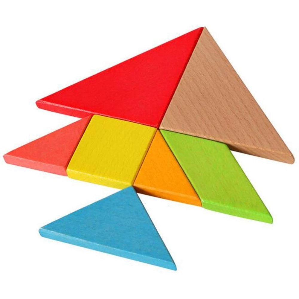 Trade Shop - Puzzle Gioco Interattivo 3d In Legno Educativo Bambini Forme Geometriche Tangram -