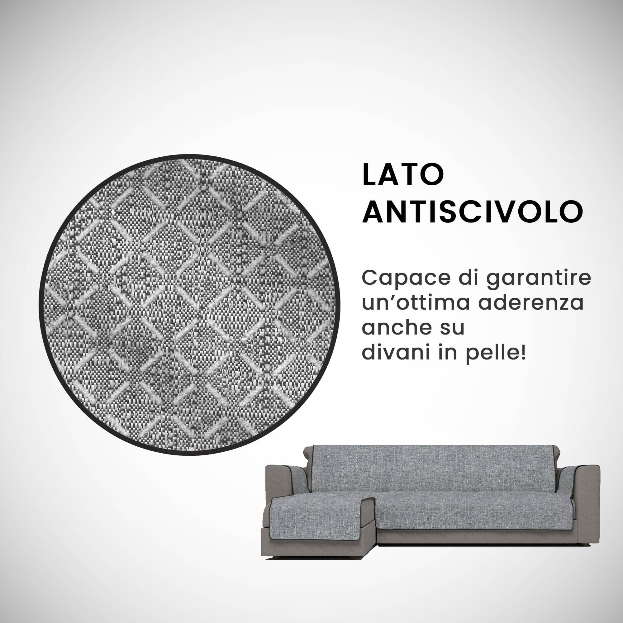 Copridivano con Penisola Sinistra Seduta 290 cm in Poliestere e Cotone Grigio Scuro