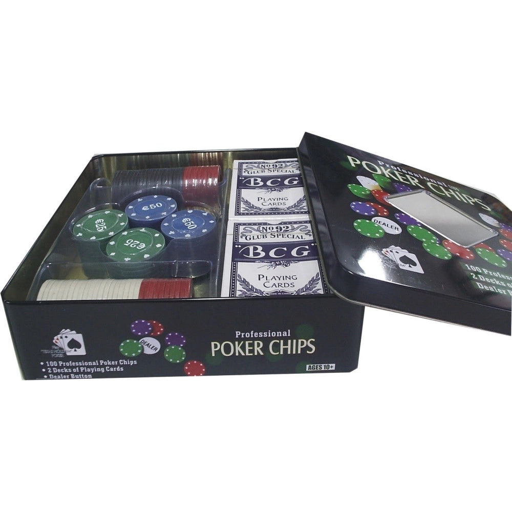Trade Shop - Set Kit Cofanetto Poker Texas Holdem 100 Fiches Chips Set Professionale Poker -