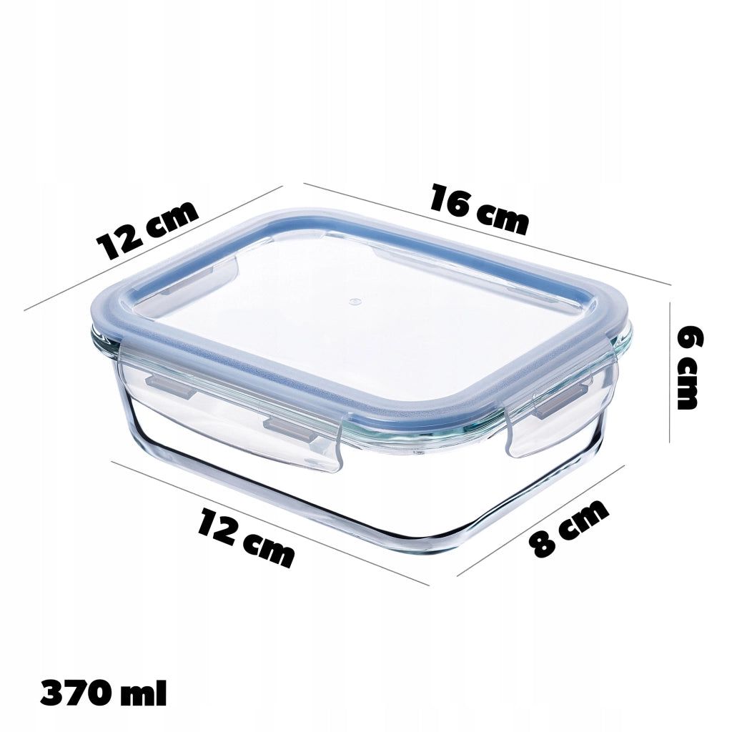 Contenitore per alimenti in vetro KADAX da 370 ml con coperchio, ideale per il pranzo.