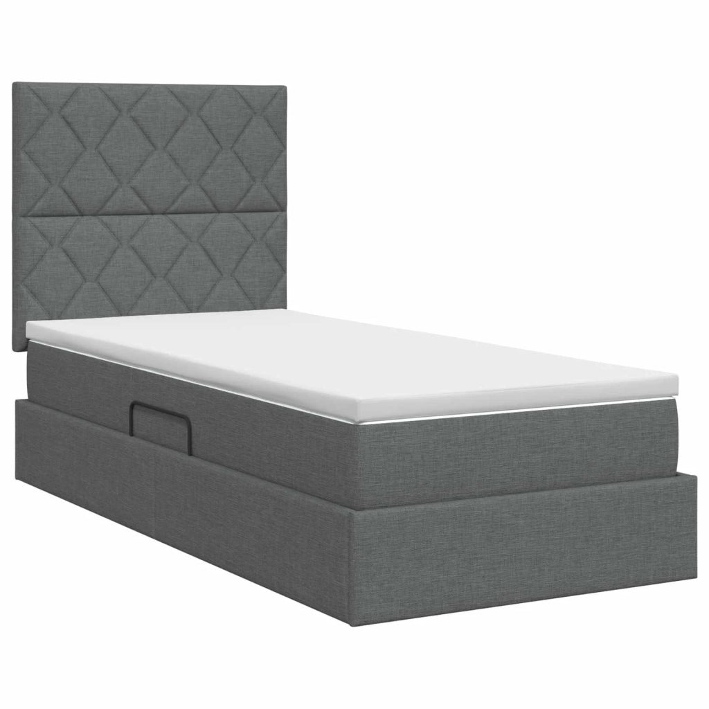 Letto con contenitore e materasso Grigio Scuro 90 x 200 cm 3459541