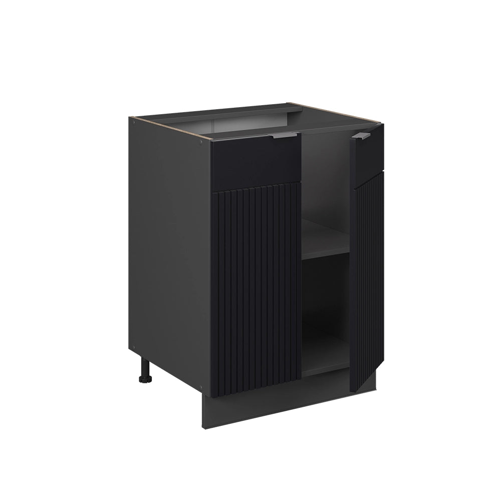 Vicco Mobiletto base cucina Nero a righe 60 cm , PL Marmo