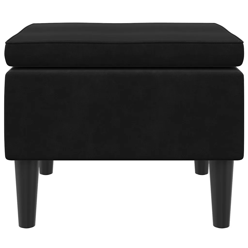 Poggiapiedi con Gambe in Legno Nero in Vellutocod mxl 94548