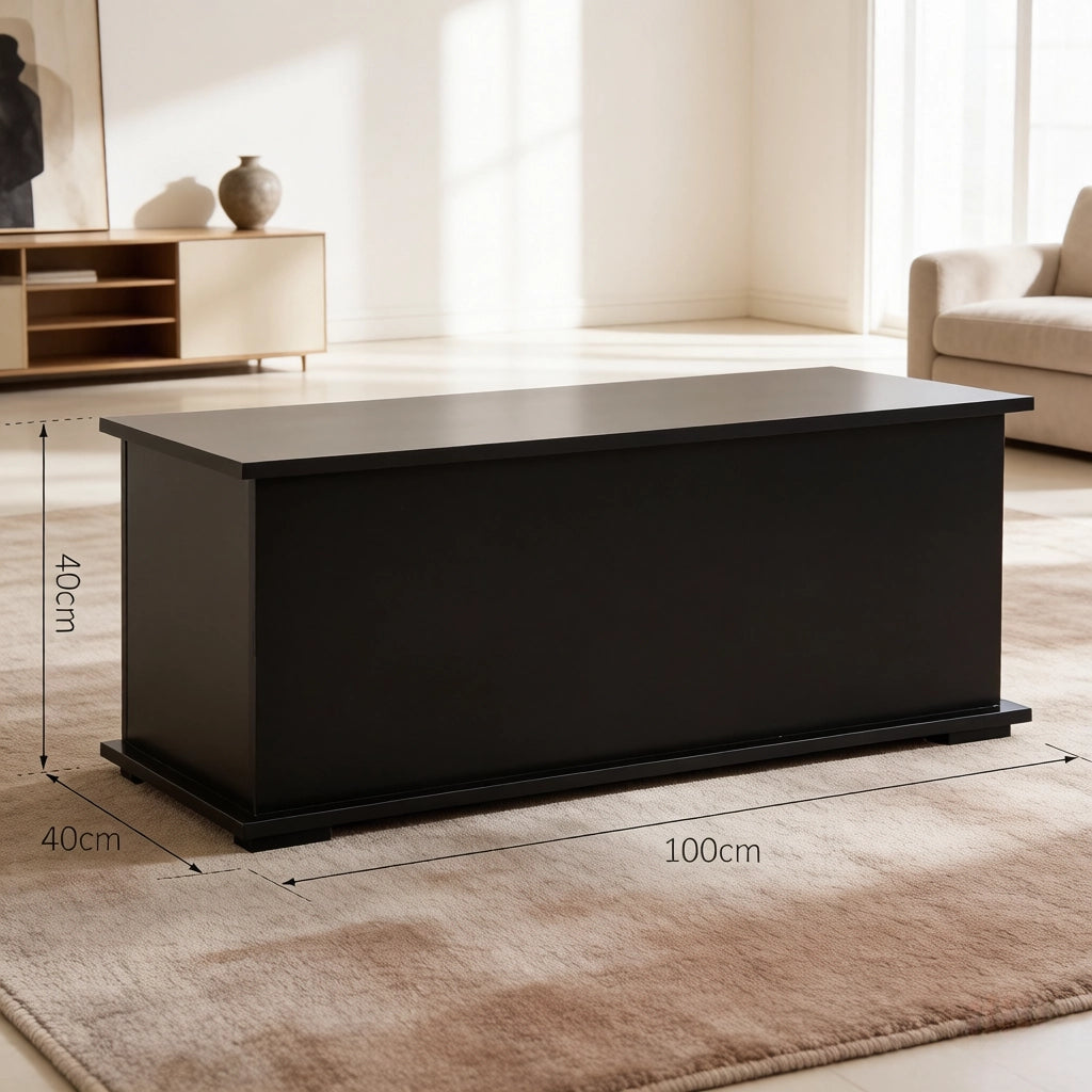 BAULE CONTENITORE 100x40x40 cm Nero in truciolare