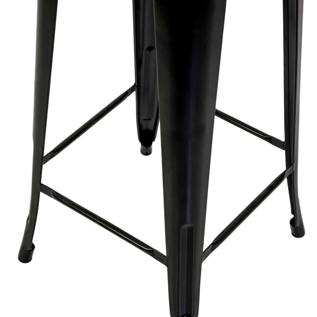 Sgabello New Bristol 42x42xh76 cm in Ferro Nero con seduta in Legno