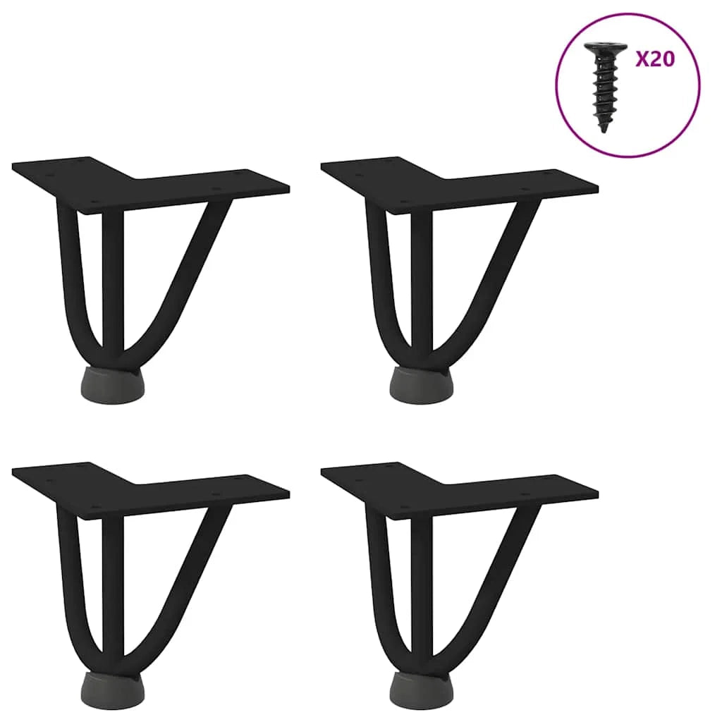 Set di 4 gambe per tavolino da caffè a forcina alte 10 cm con piedini regolabili stile moderno acciaio nero 02_0056727