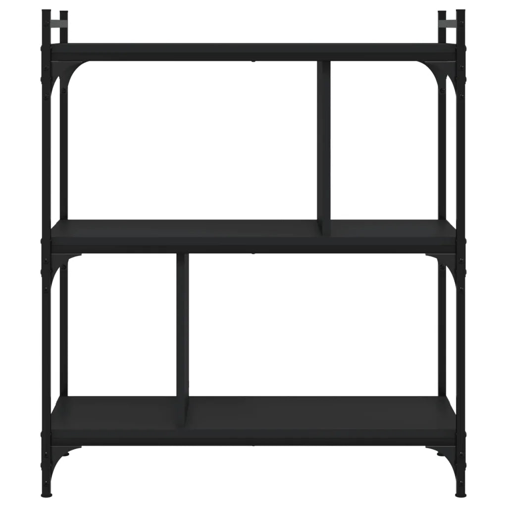 Libreria Nera 3 Ripiani 76x32x88 cm Legno Multistrato 833930