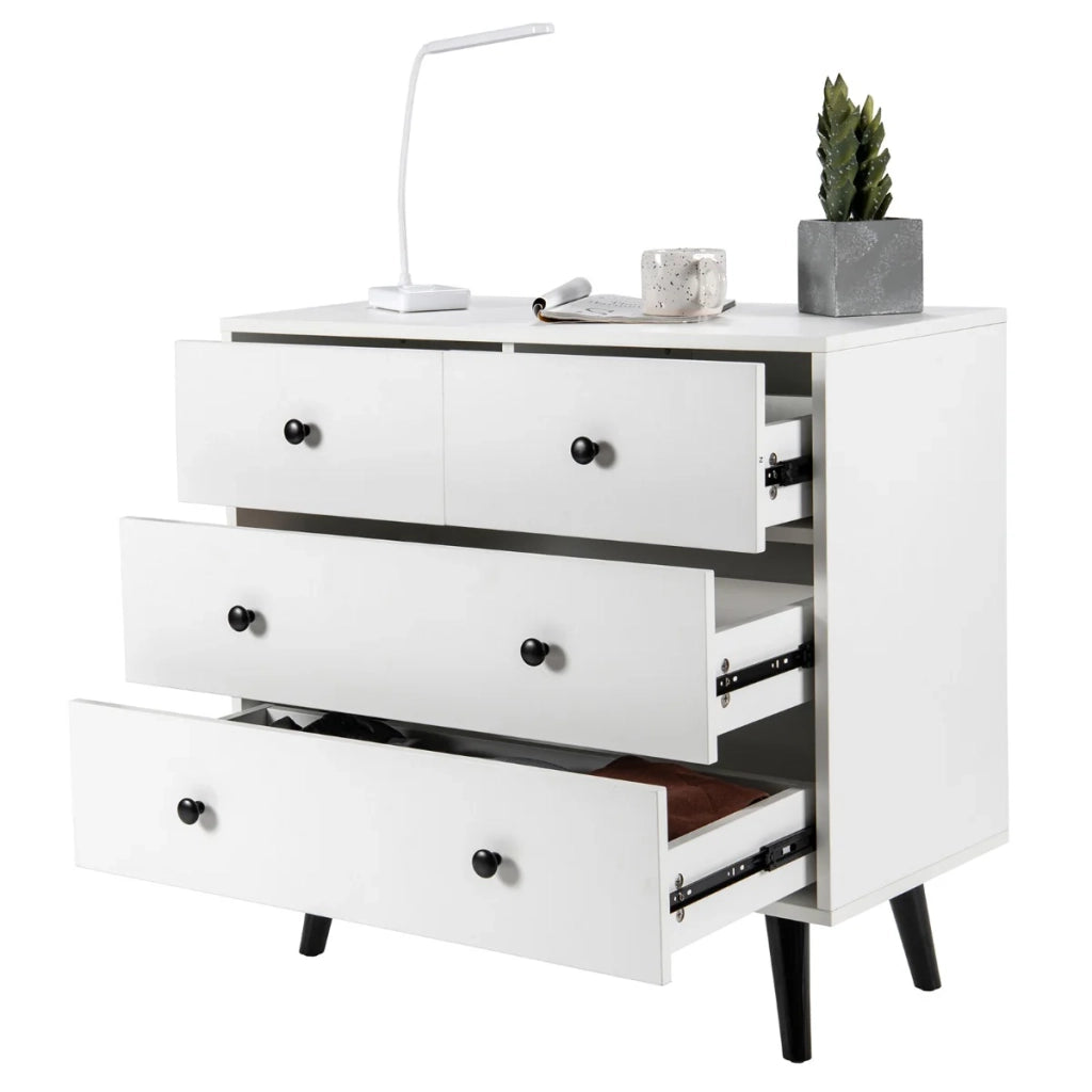 Cassettiera modernista a 4 cassetti 80 x 39,5 x 76 cm design pulito ed efficiente legno ingegnerizzato bianco 20_0011549