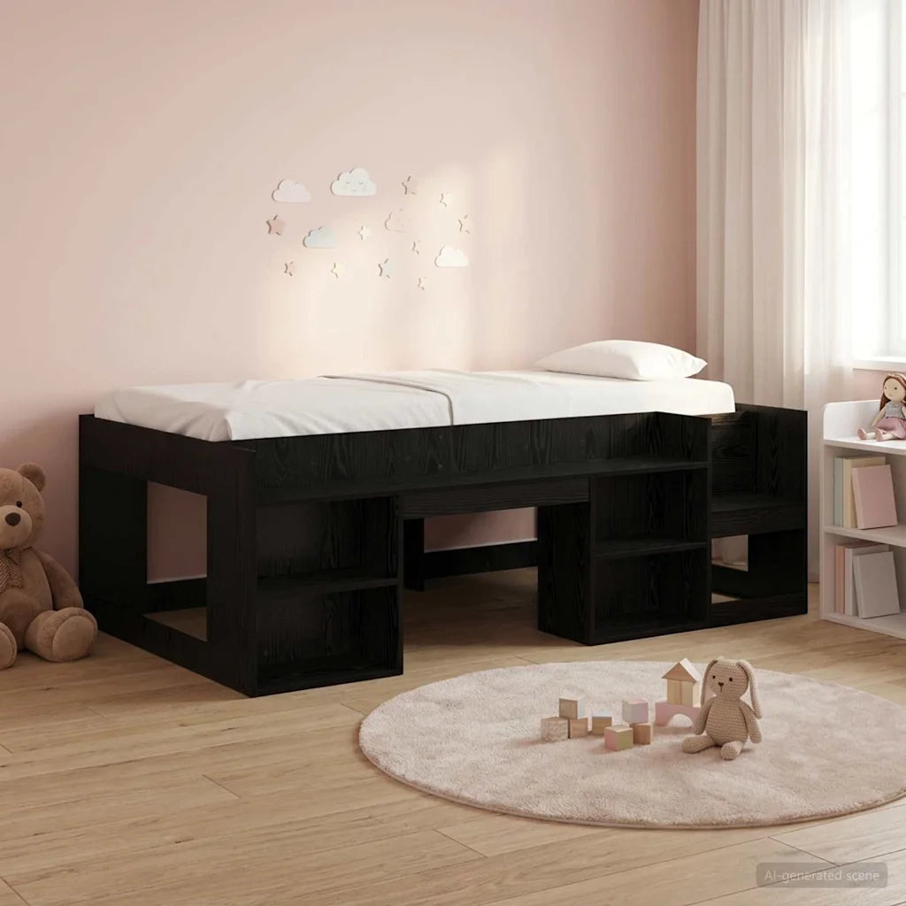 Telaio del letto con storage Rovere Nero 90 x 190 cm 3422628