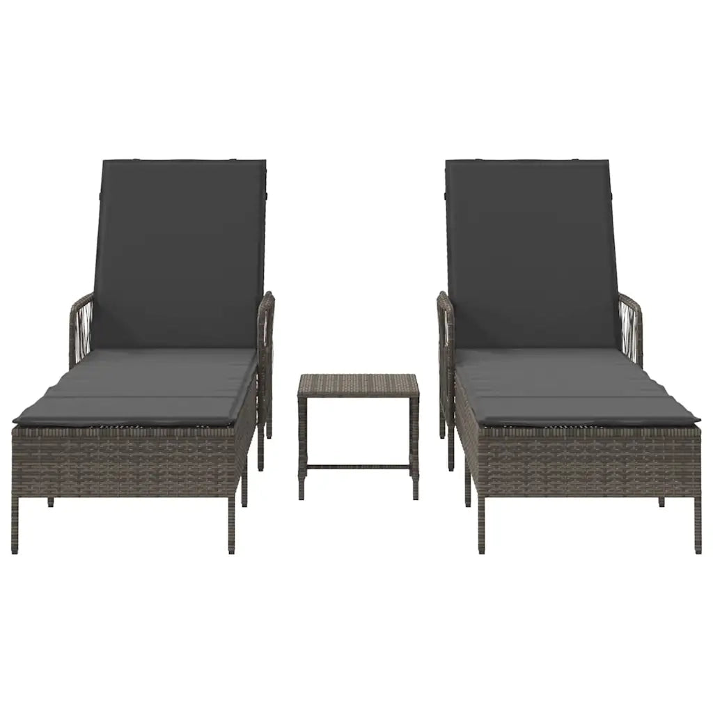 Lettino da sole 3 pcs Grigio e Grigio Scuro 55 x 200 x 92 cm 365434