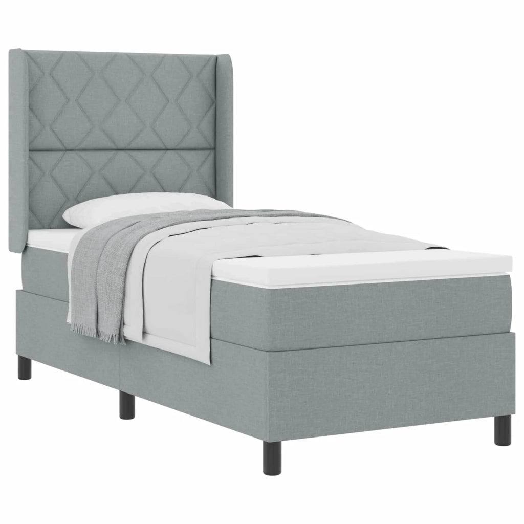 Letto a molle con materasso Grigio chiaro 90 x 200 cm Tessuto 3341686