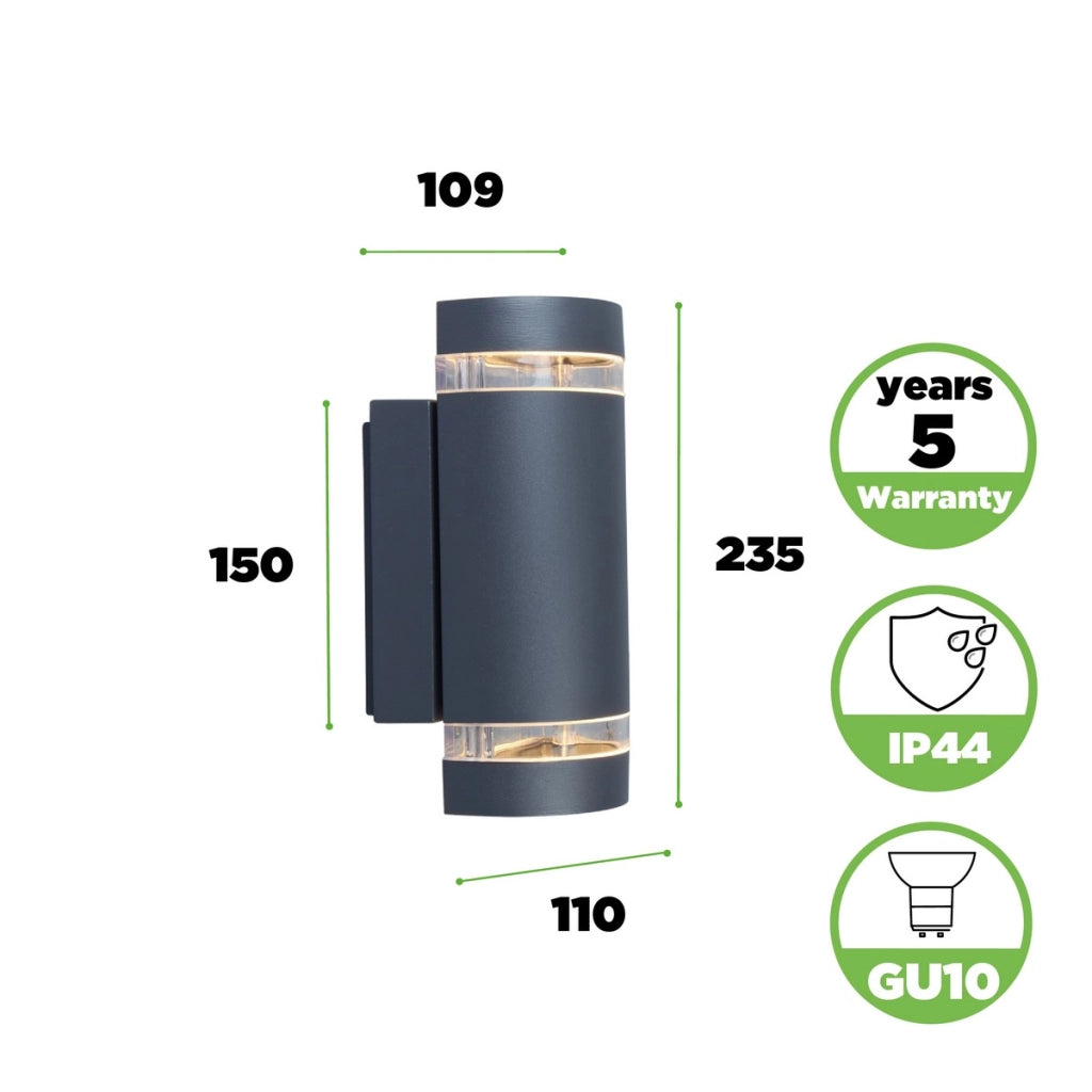 Applique esterno LUTEC Focus antracite 2xGU10 IP44