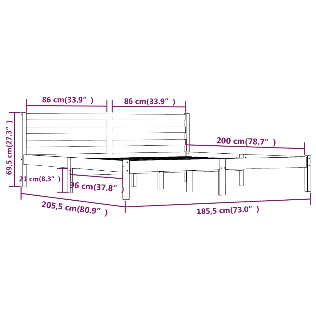 Giroletto-Struttura Letto Bianco in Legno Massello 180x200 cm Super King 747031