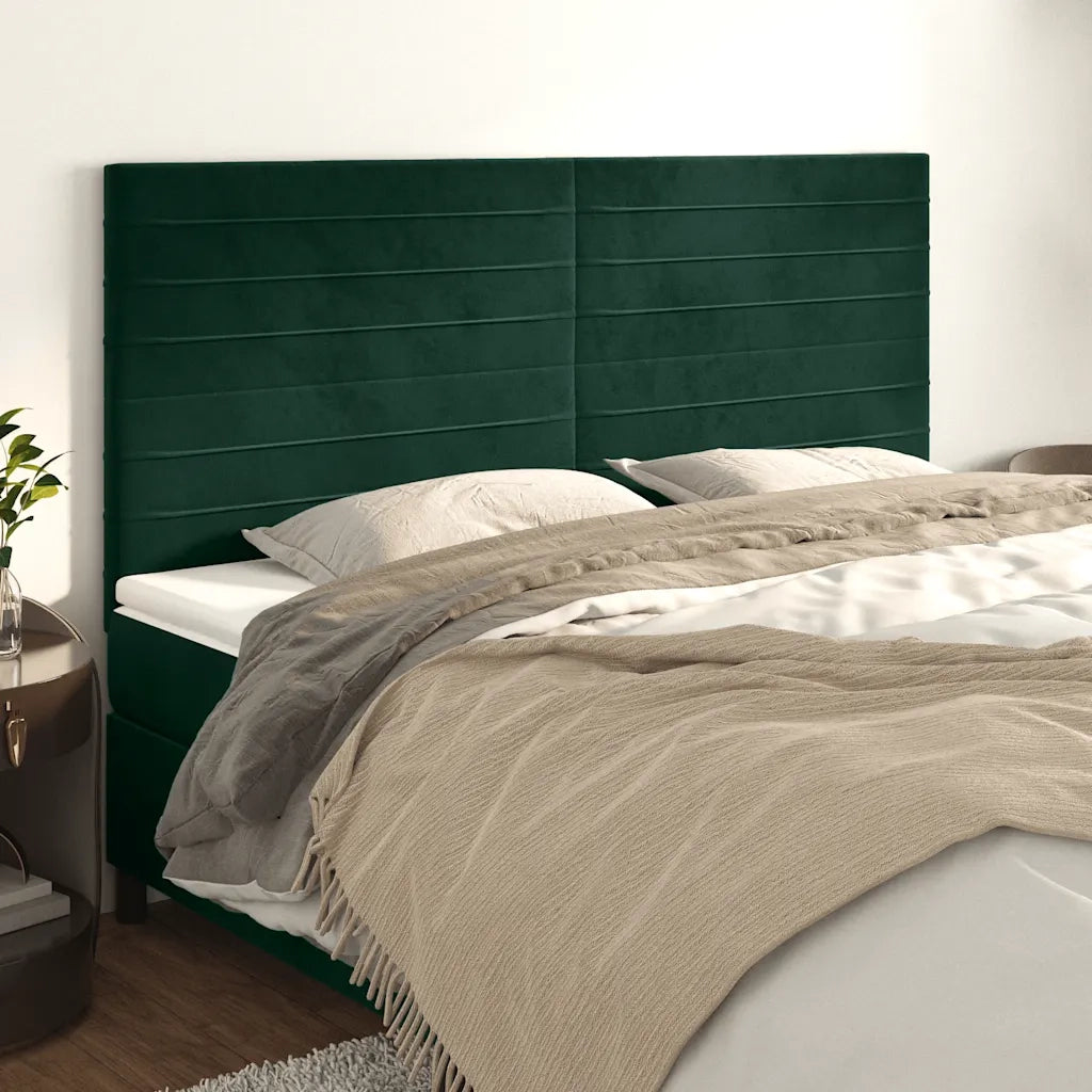 Testiera-Testata-Testiera Decorativa Verde Scuro 180x5x118/128 cm Velluto 585204