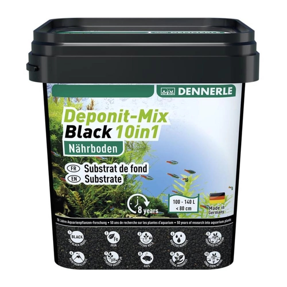 Dennerle Deponit Mix Black 10in1 - fondo fertile per acquari Formato: 4.8 Kg