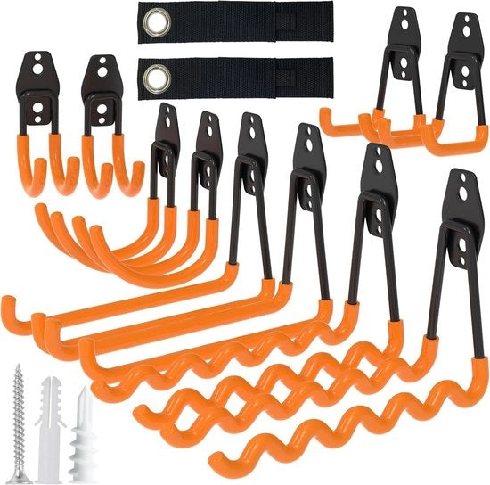 Haken perpendicolari per garage - 10 pezzi di chiodi da parete in acciaio per appendere biciclette e scale Pannello di attrezzi per la parete