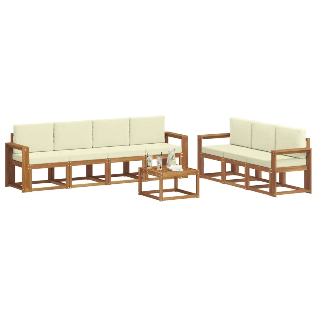 Set di divani da esterno con cuscino 8 pcs Naturale e Crema