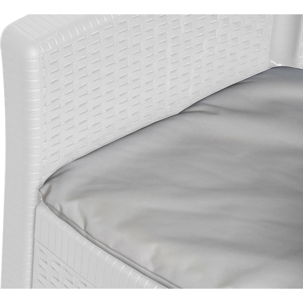 Sedia da esterno Amilton, Seduta da giardino, Poltrona outdoor effetto rattan, 100 % Made in Italy, Cm 60x58h89, Bianco