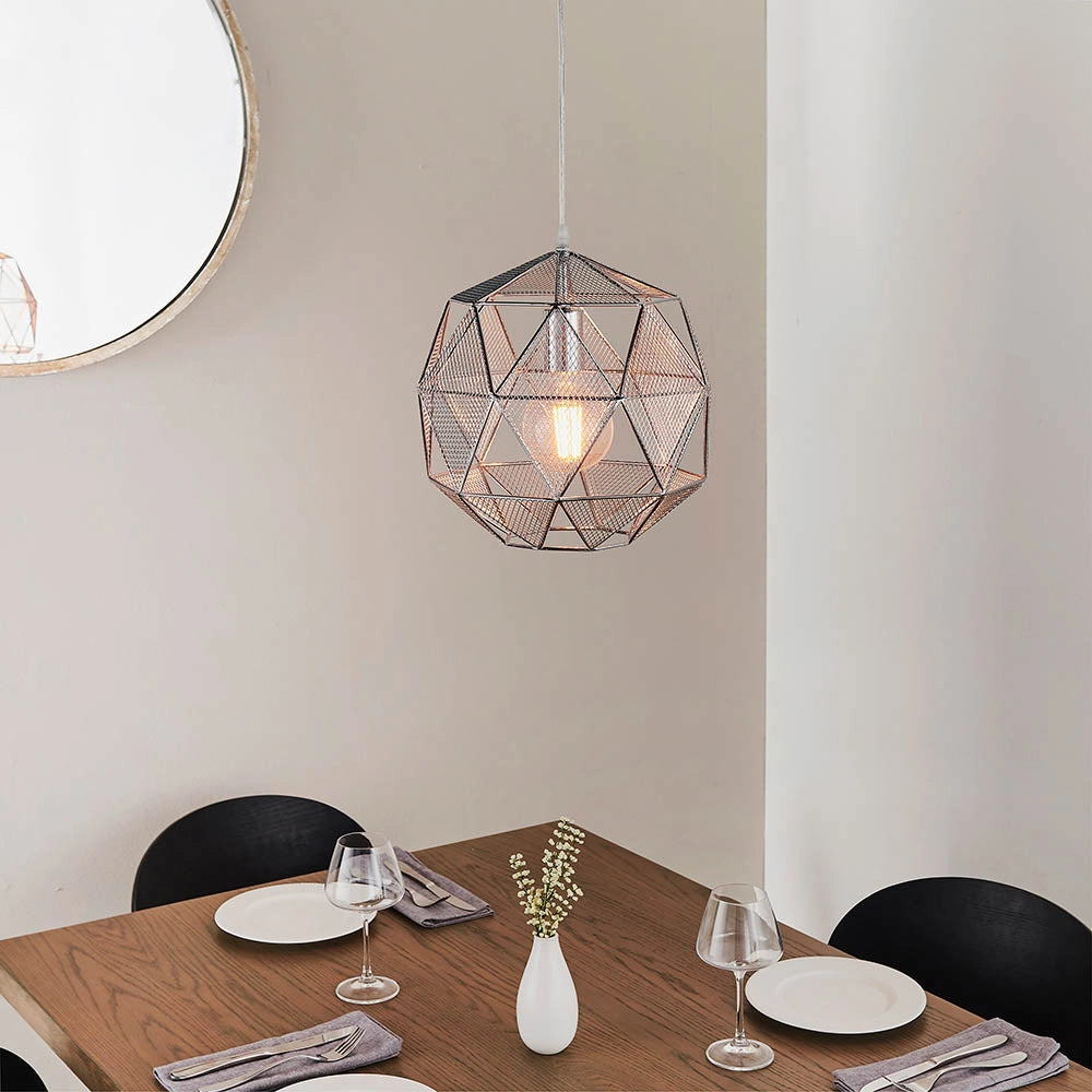 Lampada a sospensione Armour cromata geometrica E27 Endon