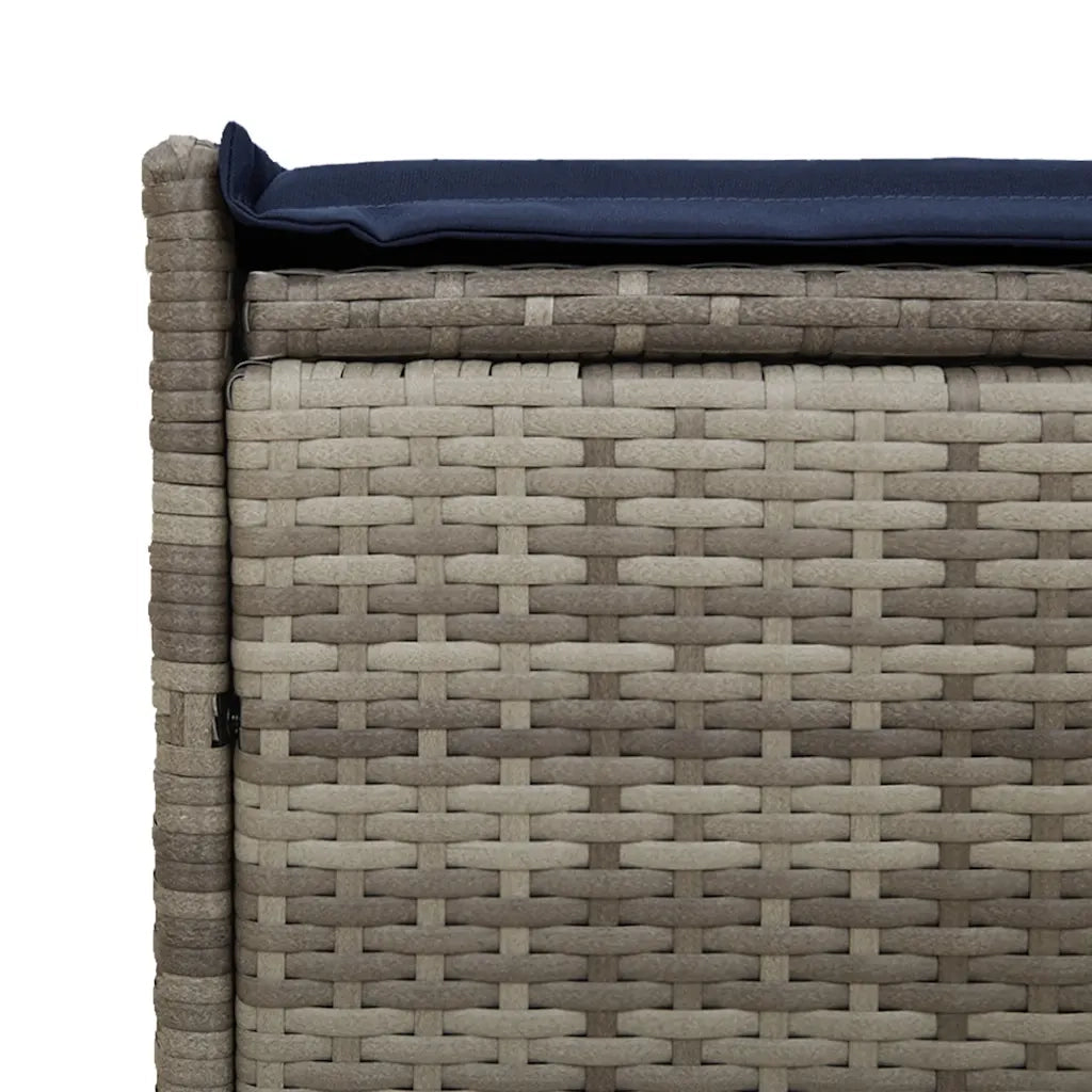 Cassapanca da Esterno con Cuscino-Baule-Panca con Contenitore Grigia 100 cm in Polyrattan 405095