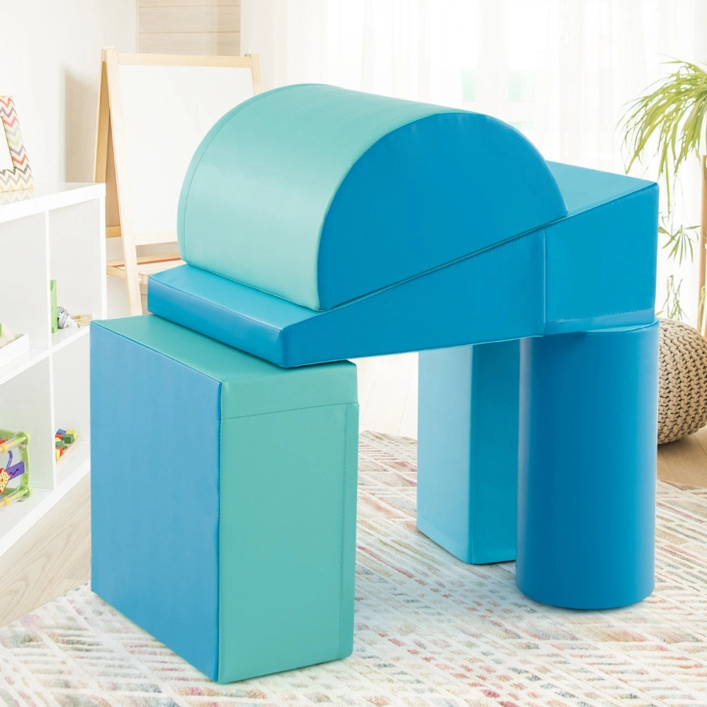 Set di gioco da arrampicata per bambini da 5 pezzi, Strutture di gioco in schiuma impermeabili Blu