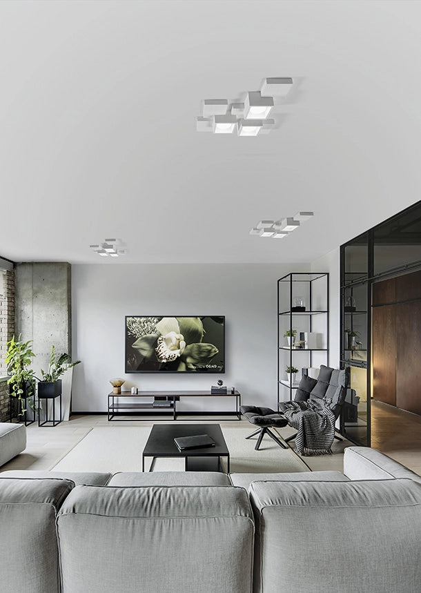 SIDE lampada da Soffitto 3 Luci Cubo LM attacco GX53 in gesso bianco
