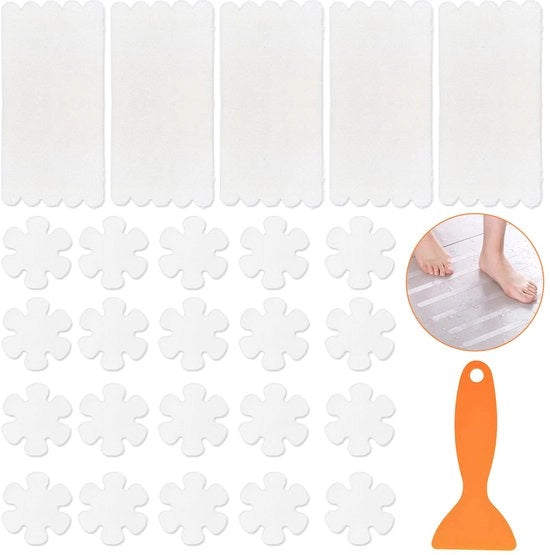44 pezzi di adesivi antiscivolo, adesivi antiscivolo per vasca da bagno, adesivi antiscivolo, adesivi per vasca da bagno, strisce antiscivolo trasparenti per doccia, vasca da bagno, scale, cucina e pavimenti, raschietto