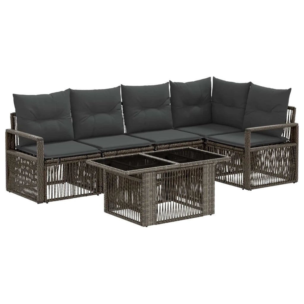 Set Divano da Giardino 6 pz Grigio e Grigio Scuro polyrattan 3437096