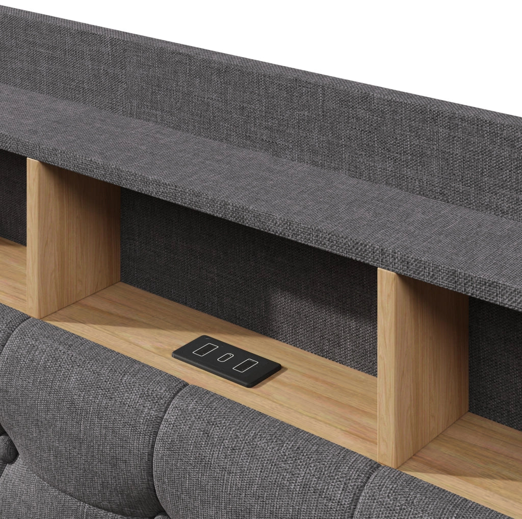 Letto imbottito 140x200 cm con LED e contenitore idraulico