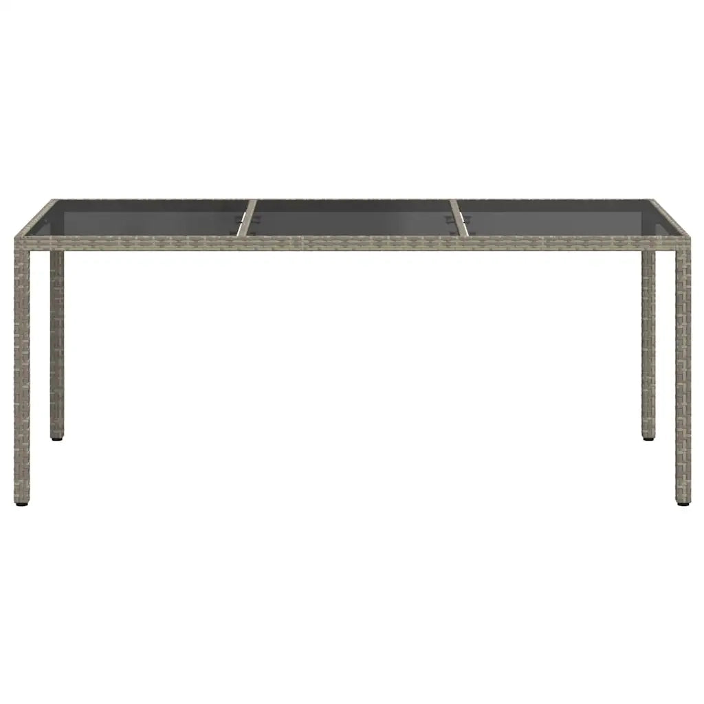 Tavolo Giardino Grigio 190x90x75 cm Vetro Temperato Polyrattan