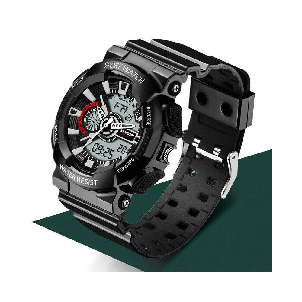 Trade Shop - Orologio Sportivo Sanda Uomo Resistente Acqua Cronografo Sveglia Ner Bi -