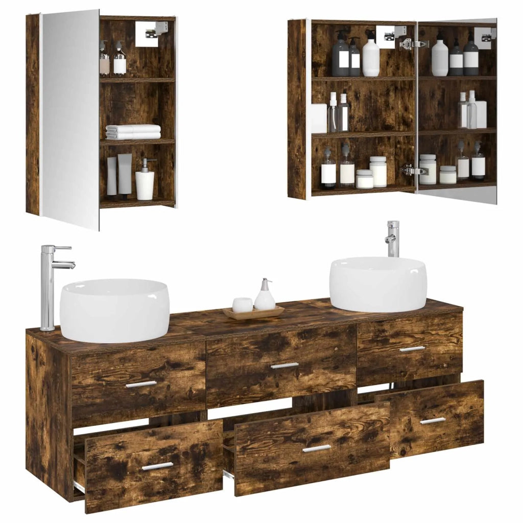 Set di mobili per il bagno 5 pcs Rovere Fumo 3407011