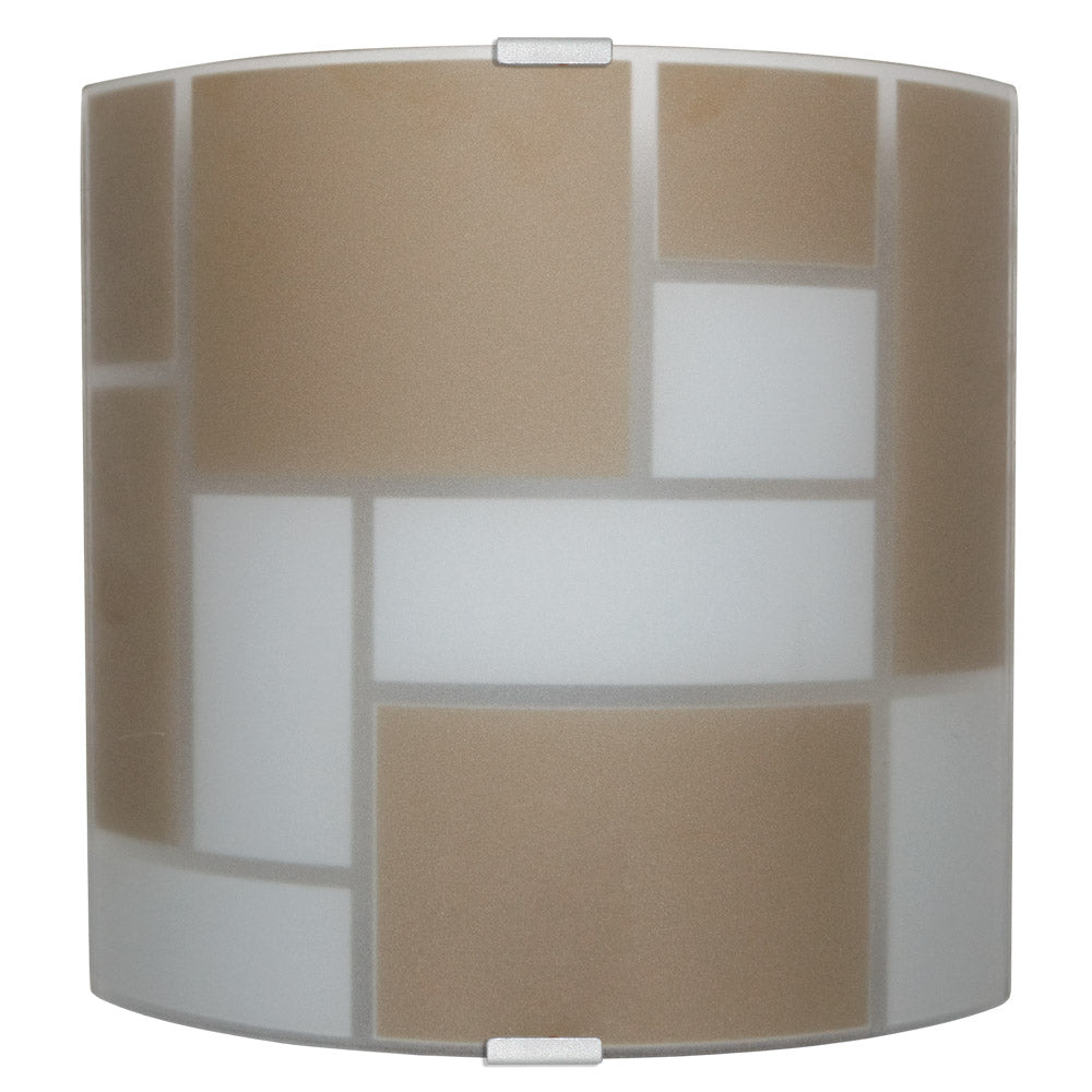 Applique 1xE27 Montatura Argento Vetro Lastra Bianco-Marrone E-Energy Dora