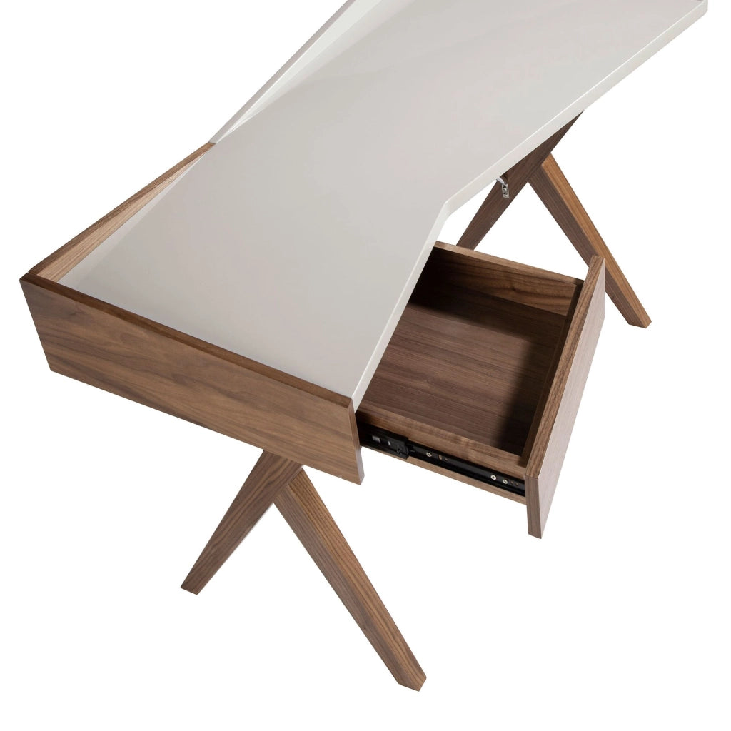 Scrivania in noce con piano in legno grigio