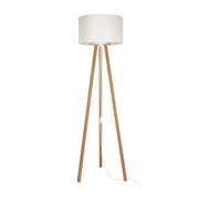 Lampada da terra Piko ASZ1664 con piantana in rovere e paralume in PVC effetto tessuto crema