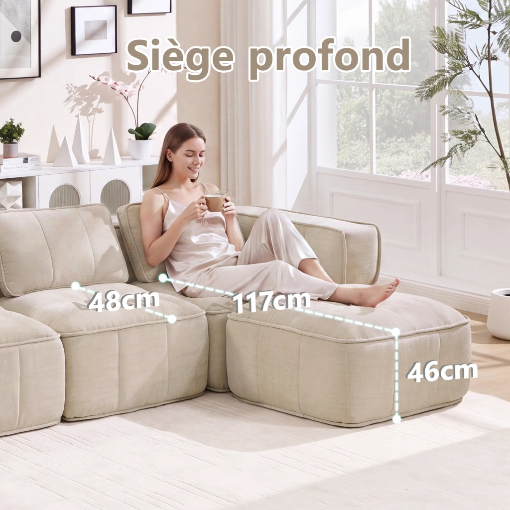 Divano modulare senza struttura 344 x 93 x 67 cm in poliestere beige