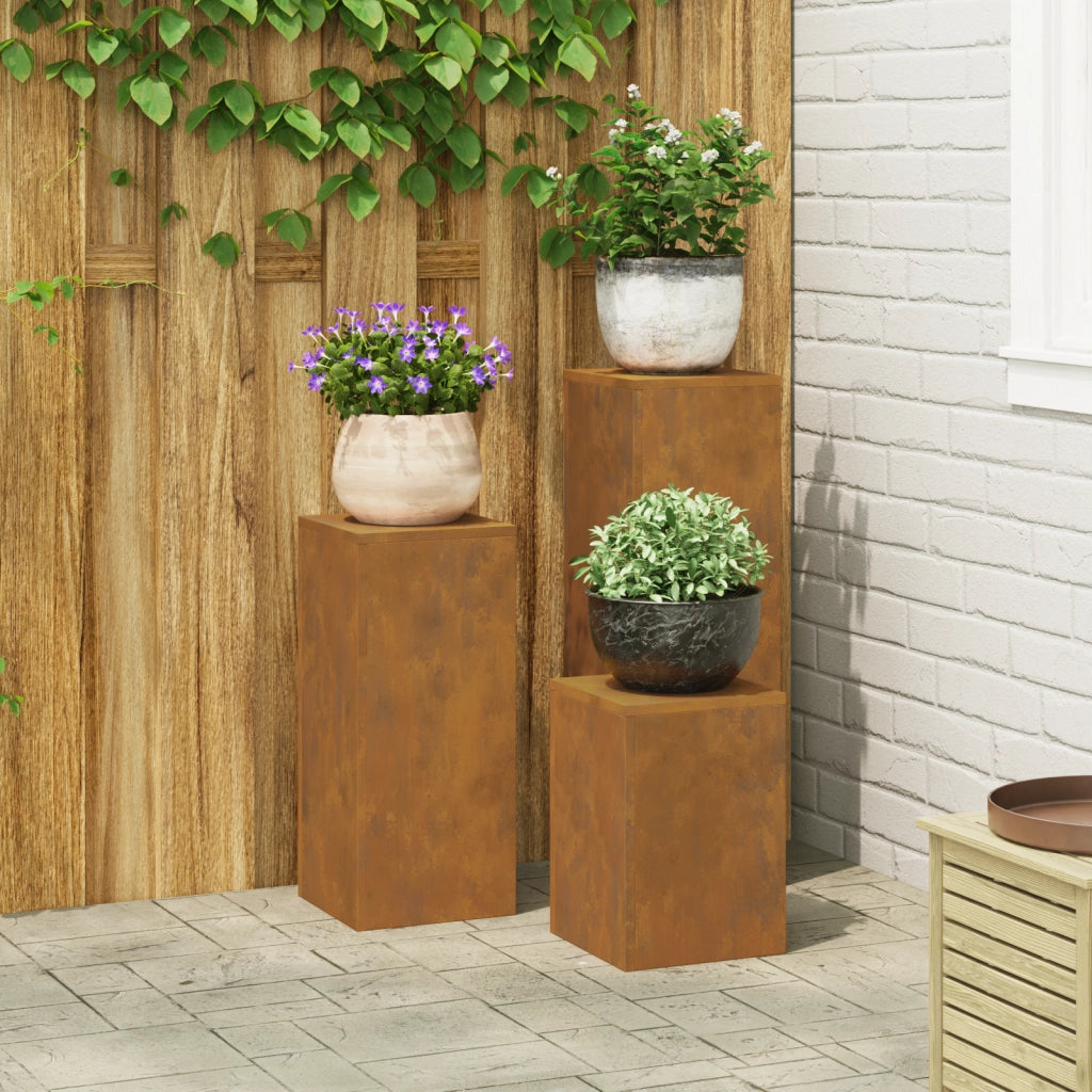 Supporti per Piante da Esterno Pillar 3 pcs Acciaio Resistenti agli Agenti Atmosferici