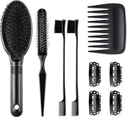 Set di parrucche, composto da 9 pezzi, inclusa fascia, spazzola, airbag, parruccia massaggiante, denti larghi per capelli, parrucche, clip per parrucche ondulate, parrucche diritte e spesse, capelli sintetici e umani.
