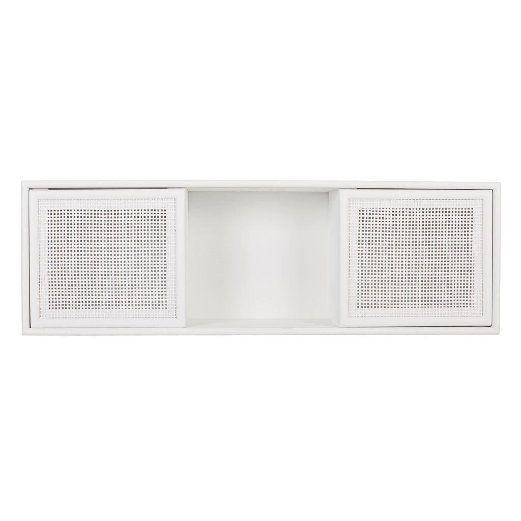 Scaffale da parete in legno bianco e griglia 81x17,5x26h