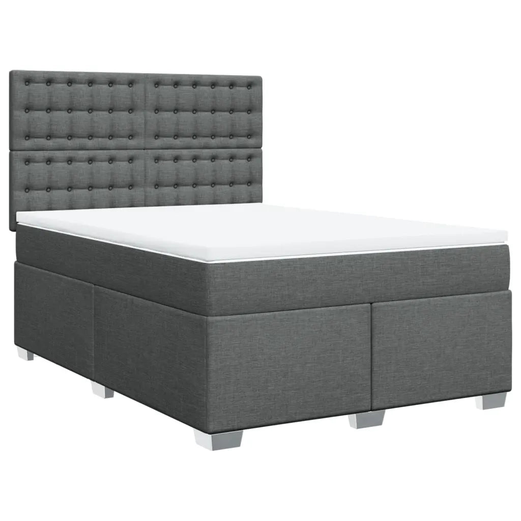 Giroletto a Molle con Materasso Grigio Scuro 140x200cm Tessuto