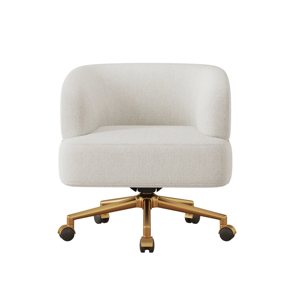 Sedia Girevole da Ufficio ¨C MINIMAL ¨C Chenille Beige, 5 Ruote, 360¡ã, 71x60x71 cm