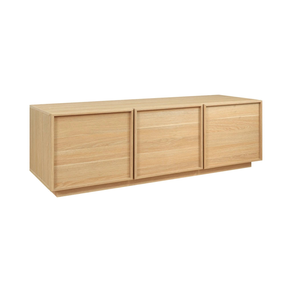 Mobile tv decorazione legno 3 ante 140cm, marrone naturale