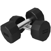 Set Manubri 12 Lati 12 kg ¨C zephmum ¨C Metallo e Gomma Nero 26x14x14 cm