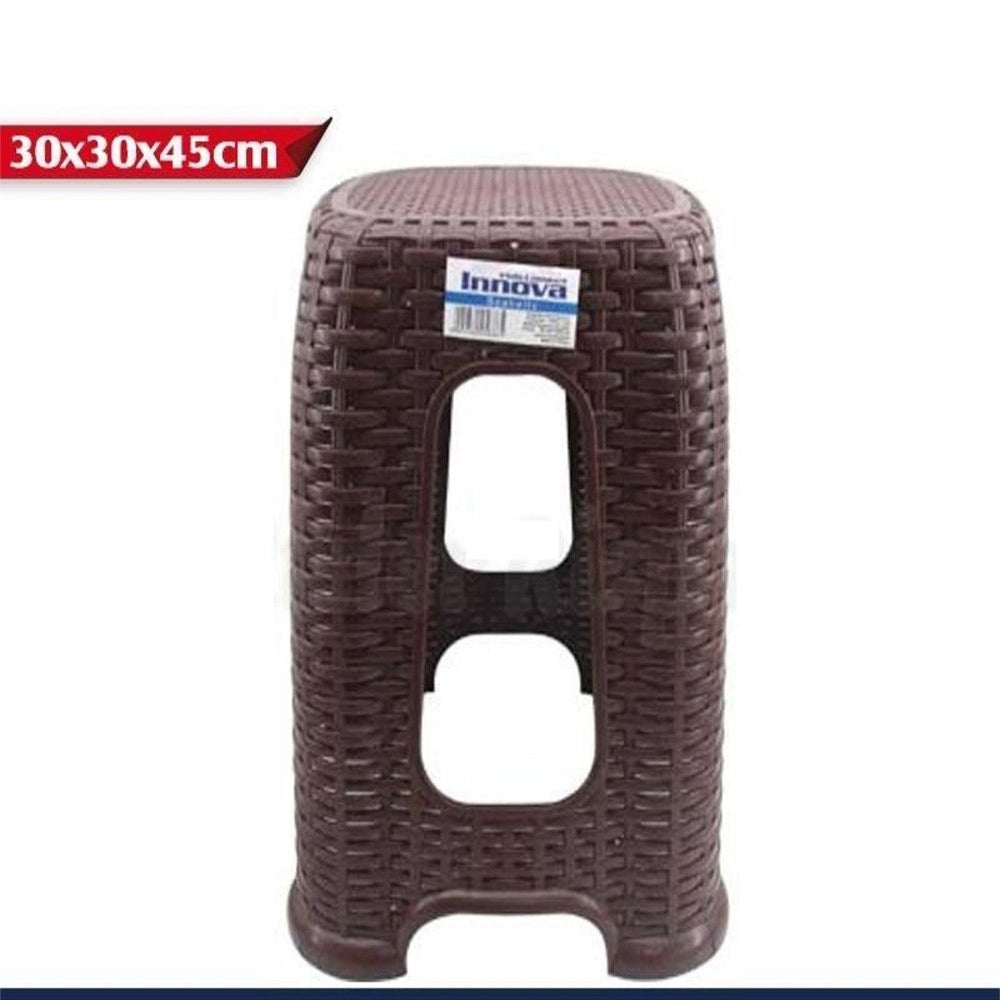 Trade Shop - Sedia Sgabello In Plastica Interni Esterni Multiuso Casa 30x30x45cm Rattan -